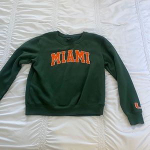 Green, UMiami crew neck, size M
